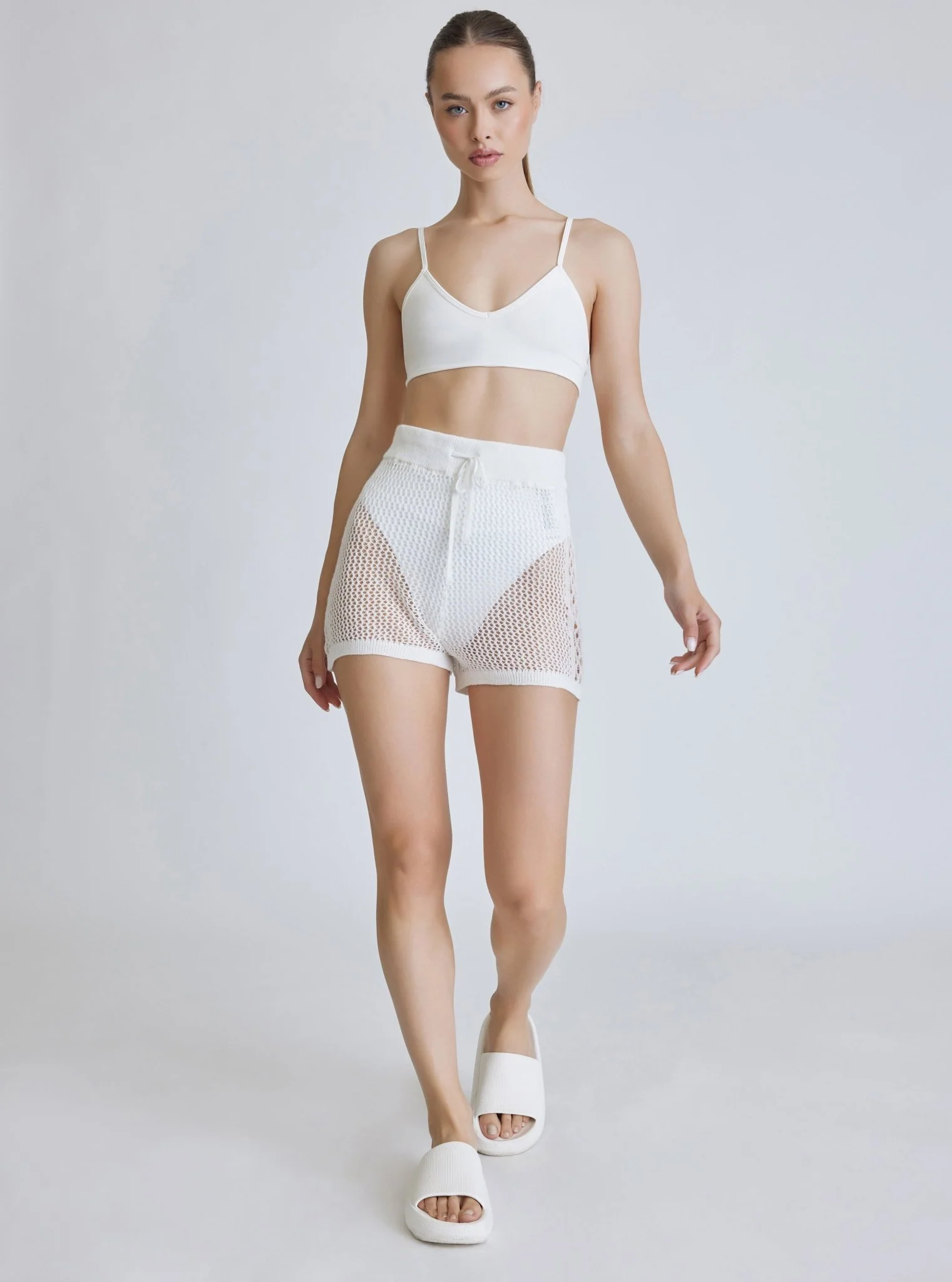 $10 White Margot Crochet Short - White - FINAL SALE - Image 3