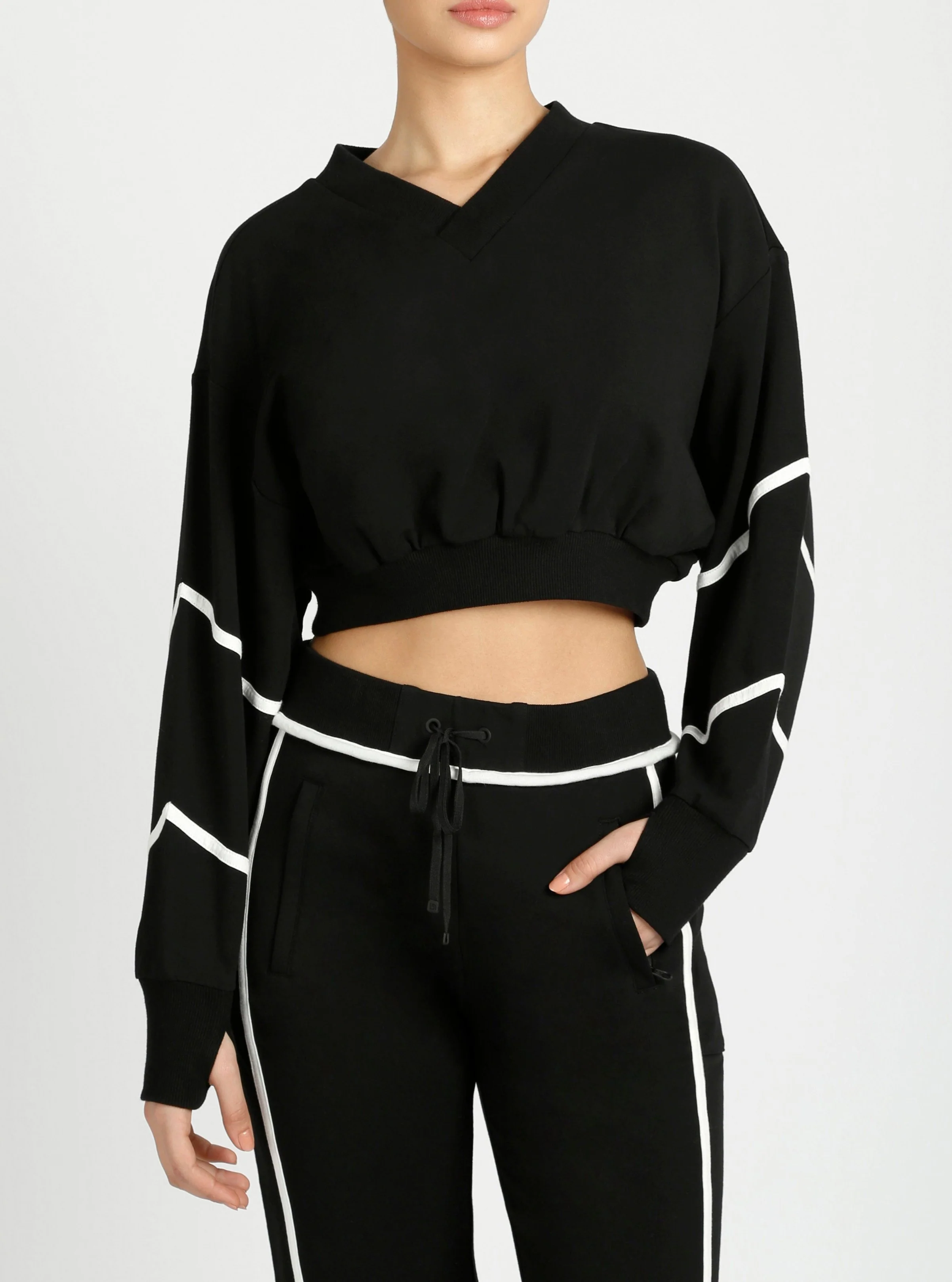 $29 Belina V Neck Sweatshirt Charcoal or Black - FINAL SALE