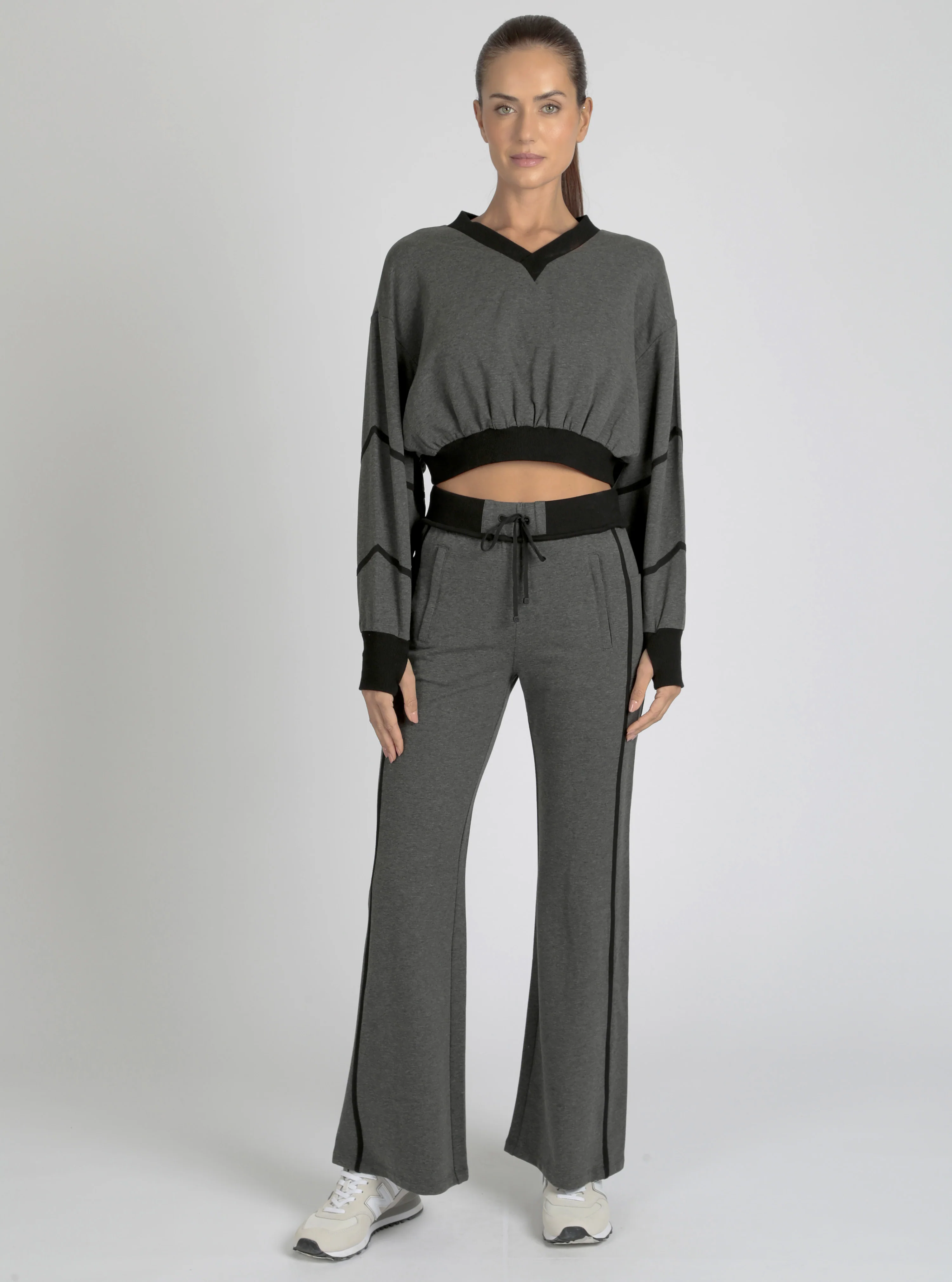 $29 Belina V Neck Sweatshirt Charcoal or Black - FINAL SALE - Image 2
