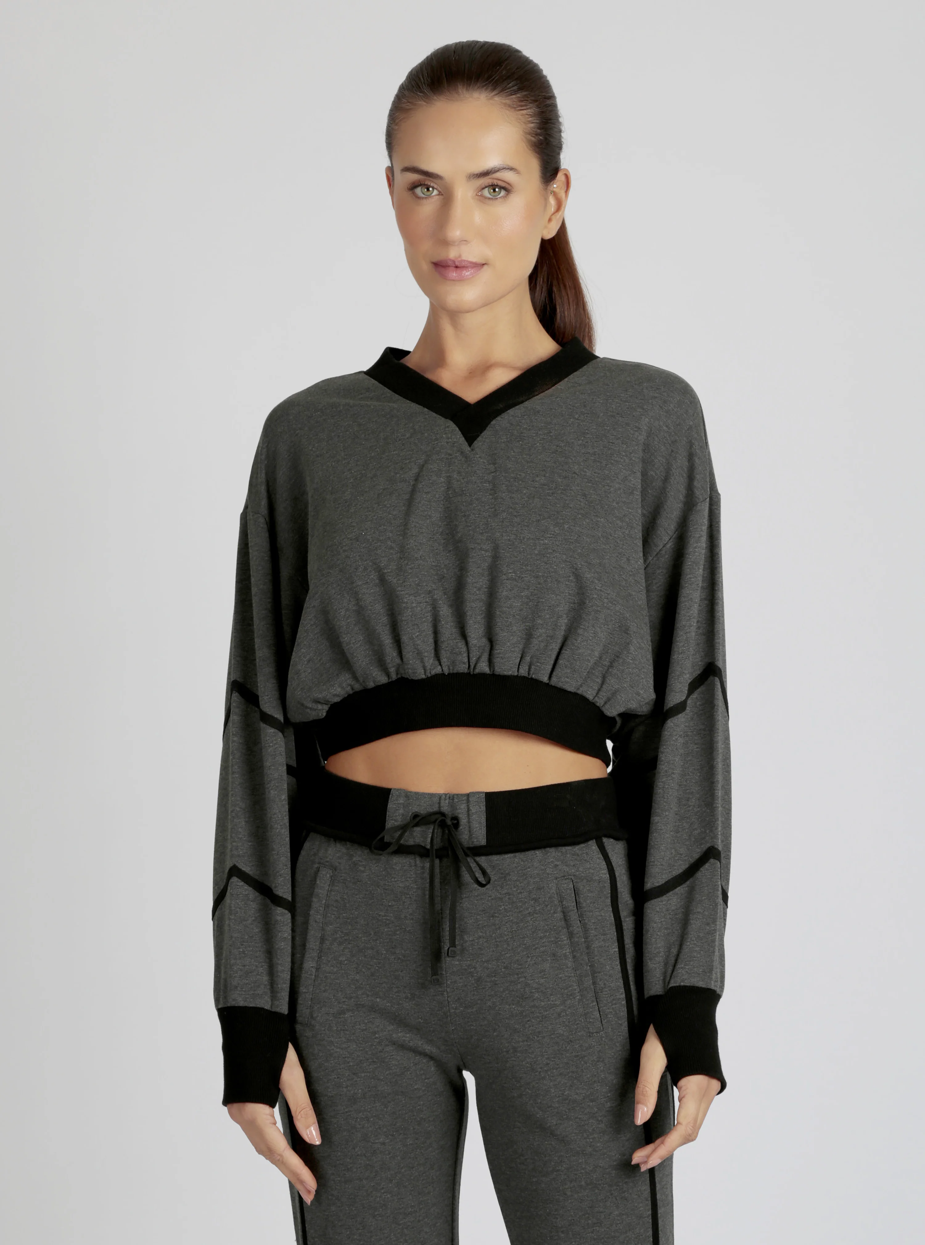 $29 Belina V Neck Sweatshirt Charcoal or Black - FINAL SALE - Image 5