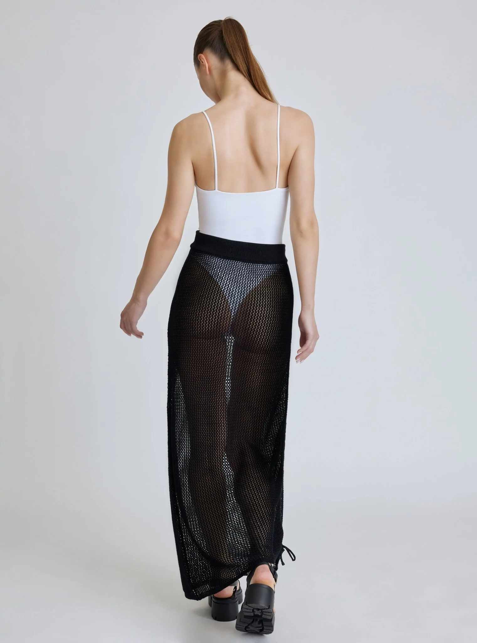 $29 Crochet Side Ruched Skirt - Black - FINAL SALE - Image 4