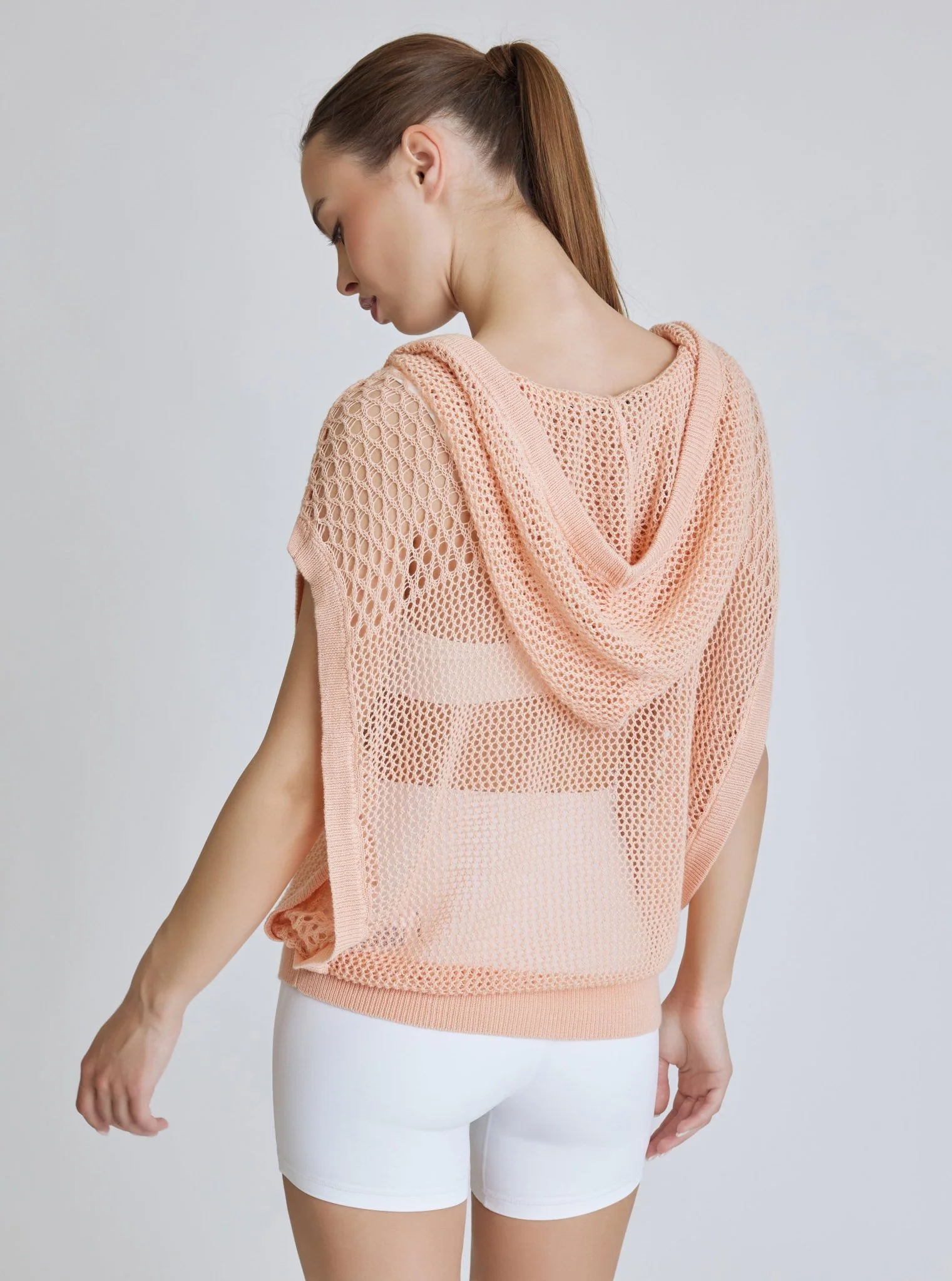 $29 Pullover Crochet Sleeveless Hoodie - Almost Apricot - FINAL SALE - Image 3