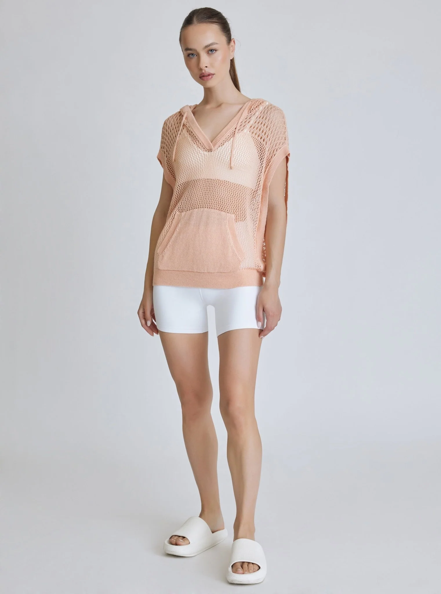 $29 Pullover Crochet Sleeveless Hoodie - Almost Apricot - FINAL SALE - Image 4