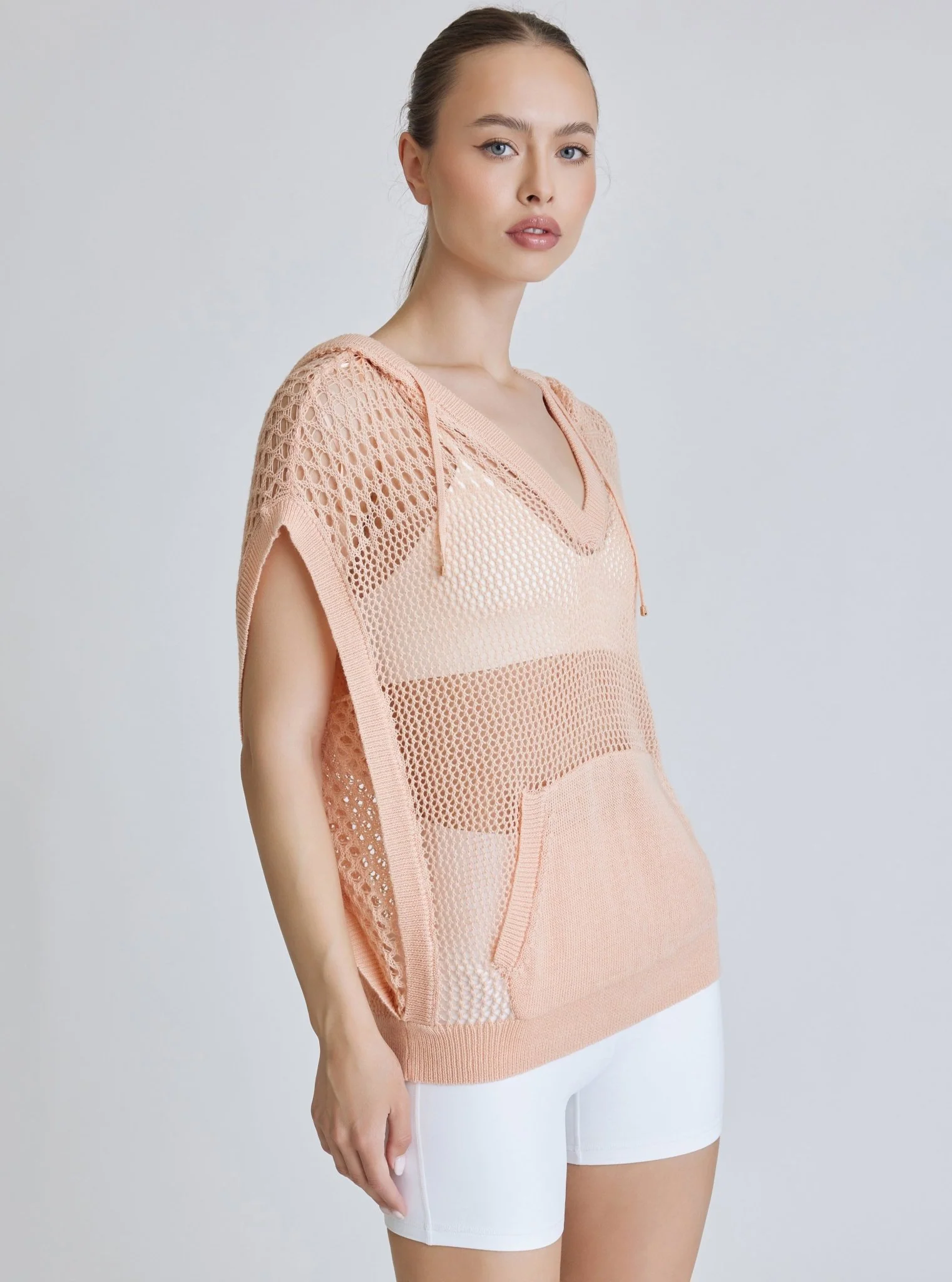 $29 Pullover Crochet Sleeveless Hoodie - Almost Apricot - FINAL SALE - Image 6