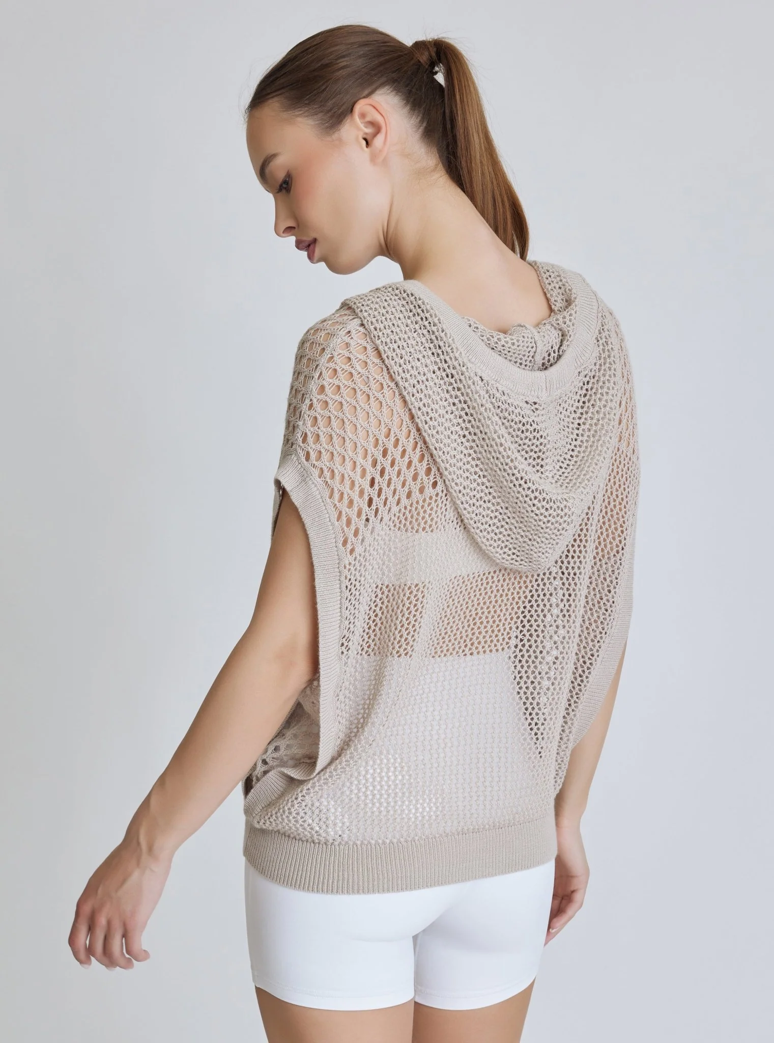 $29 Pullover Crochet Sleeveless Hoodie - Pumice - FINAL SALE - Image 5