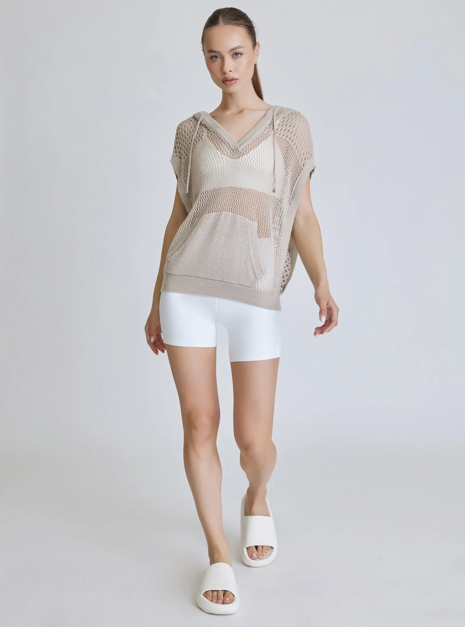 $29 Pullover Crochet Sleeveless Hoodie - Pumice - FINAL SALE - Image 7