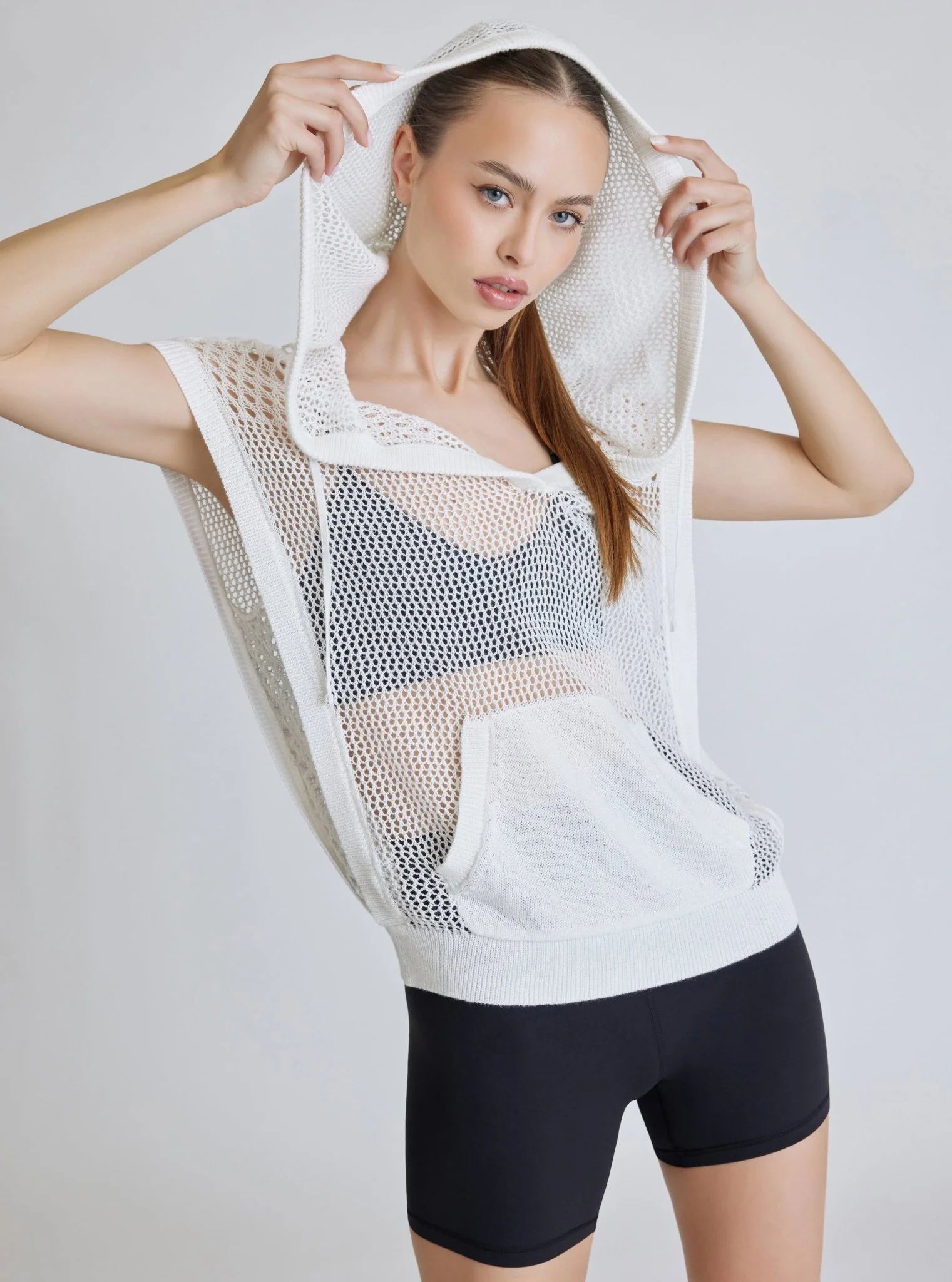 $29 White Crochet Pullover Sleeveless Hoodie - FINAL SALE - Image 5