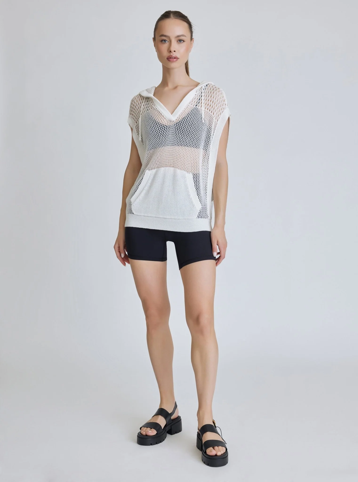 $29 White Crochet Pullover Sleeveless Hoodie - FINAL SALE - Image 6