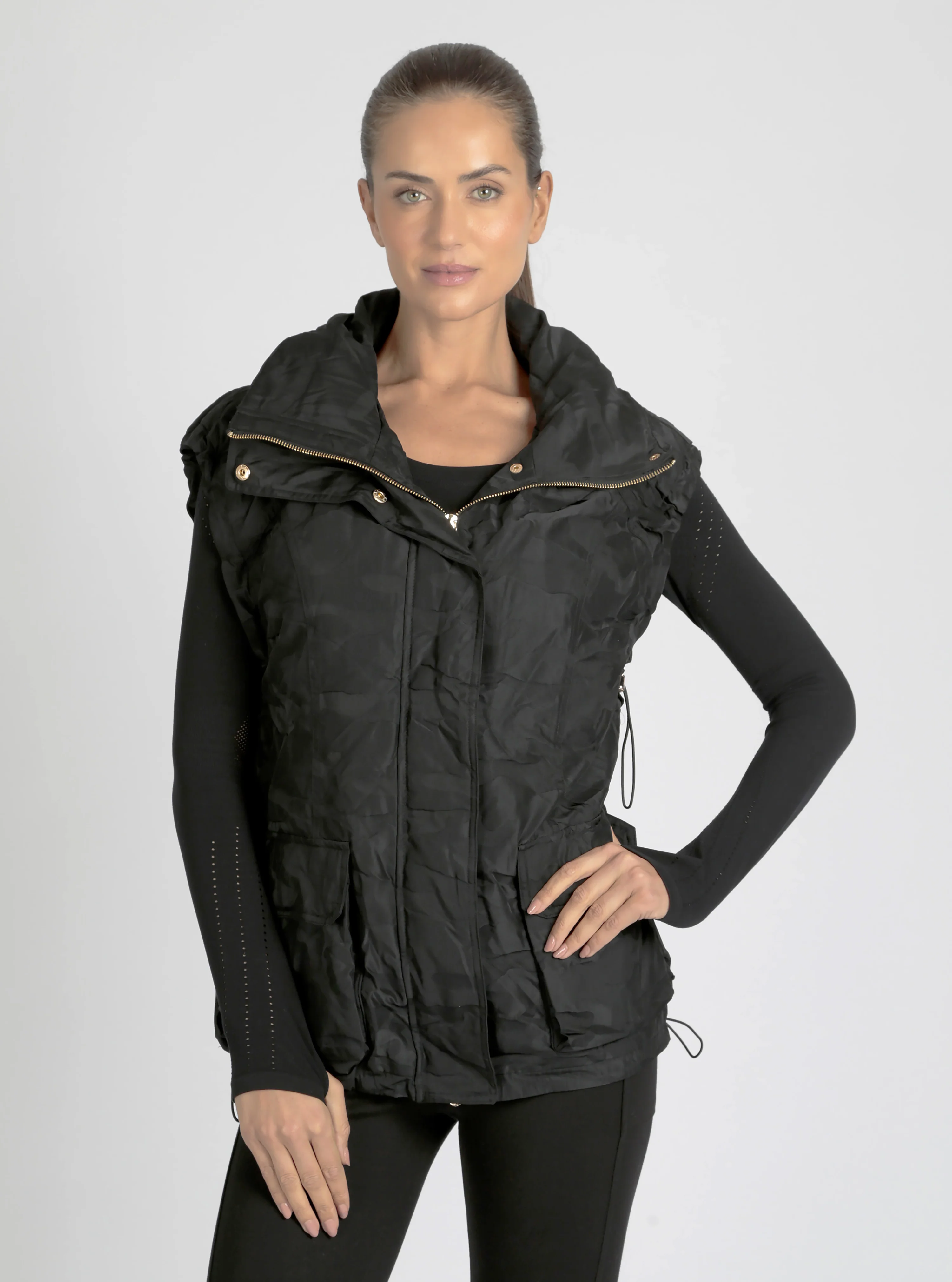 $49 Camo Oversized Svetlana Vest Gold Trims Black or Chocolate - FINAL SALE - Image 14