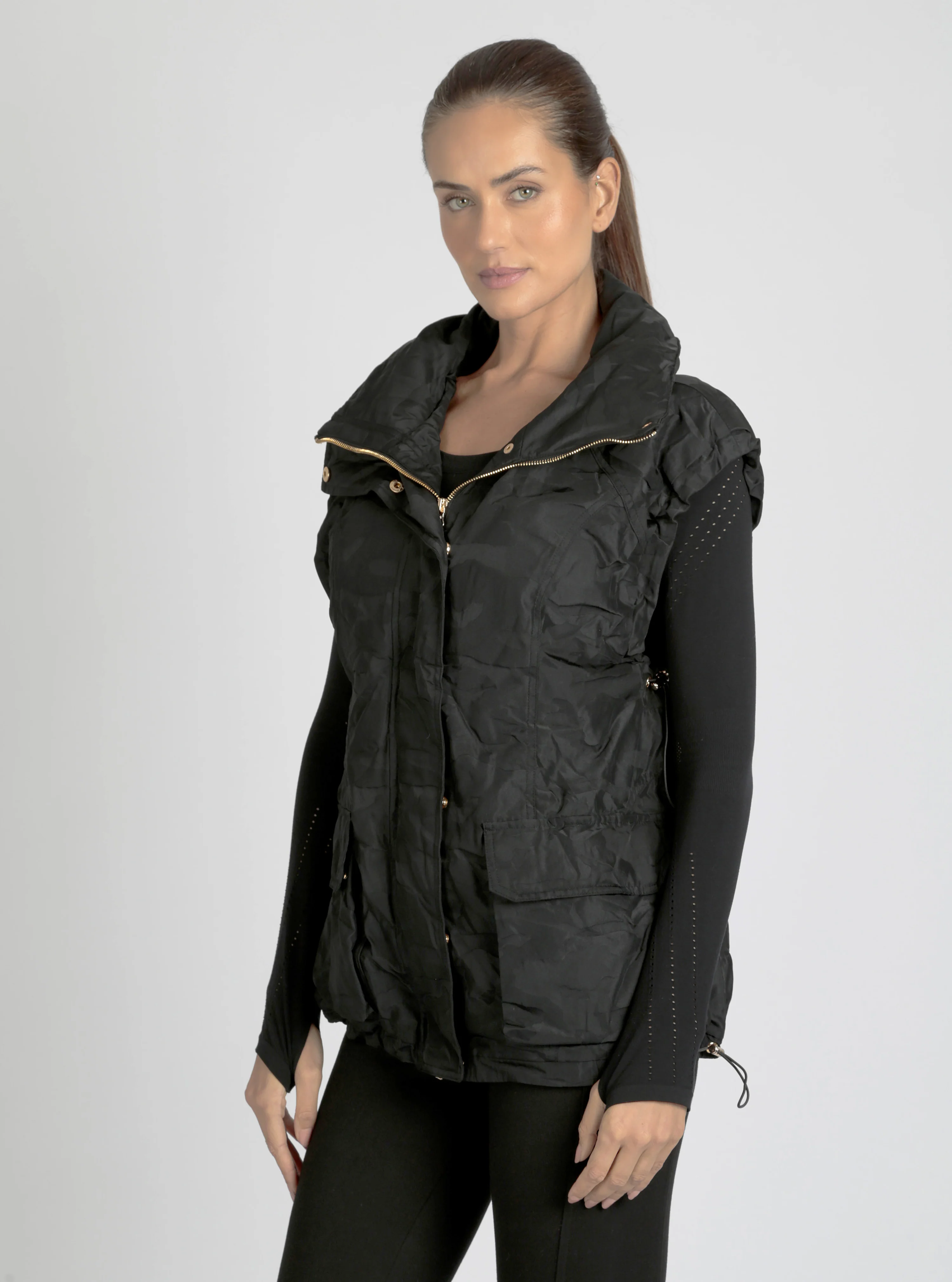 $49 Camo Oversized Svetlana Vest Gold Trims Black or Chocolate - FINAL SALE - Image 16