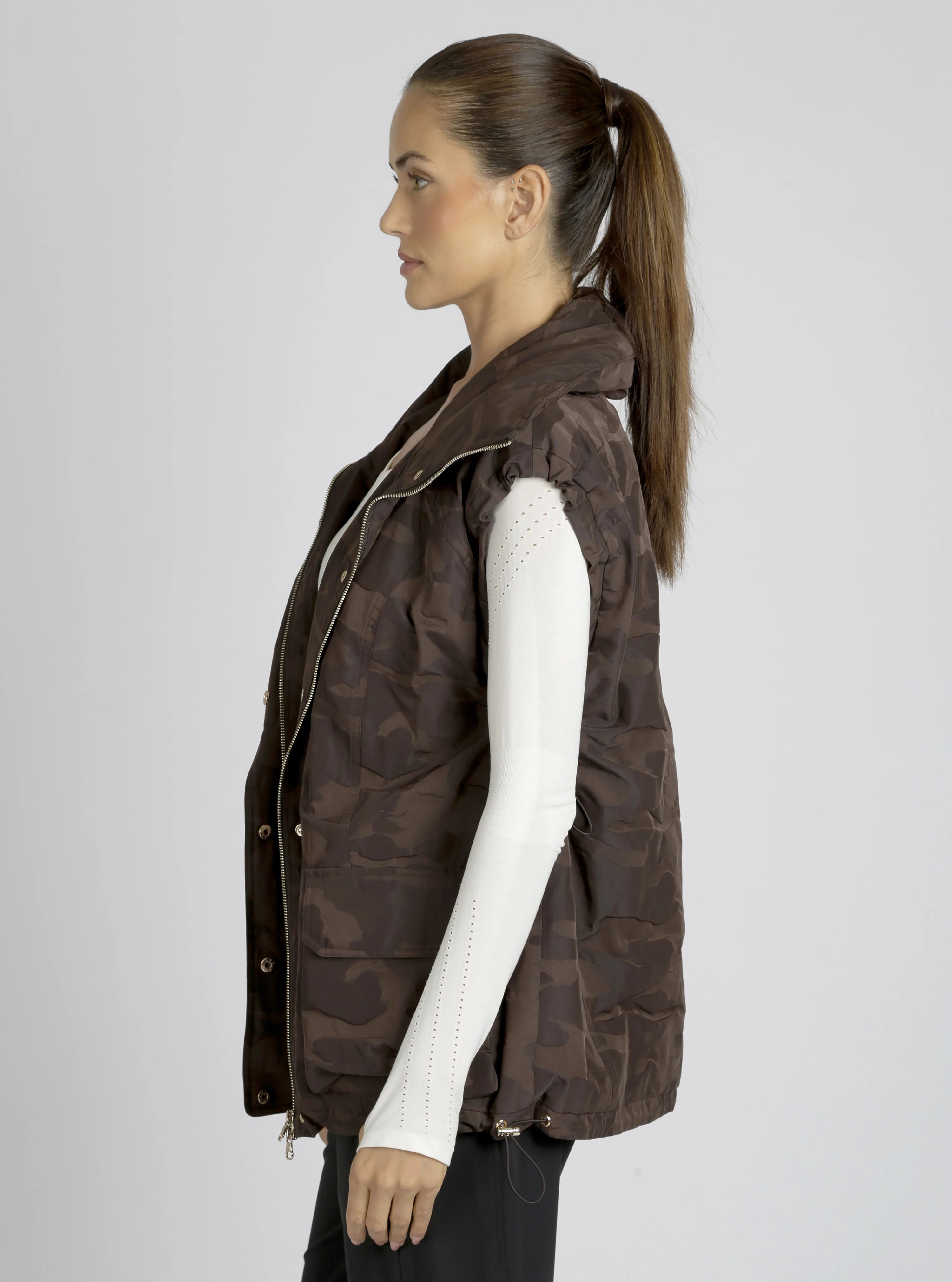 $49 Camo Oversized Svetlana Vest Gold Trims Black or Chocolate - FINAL SALE - Image 3