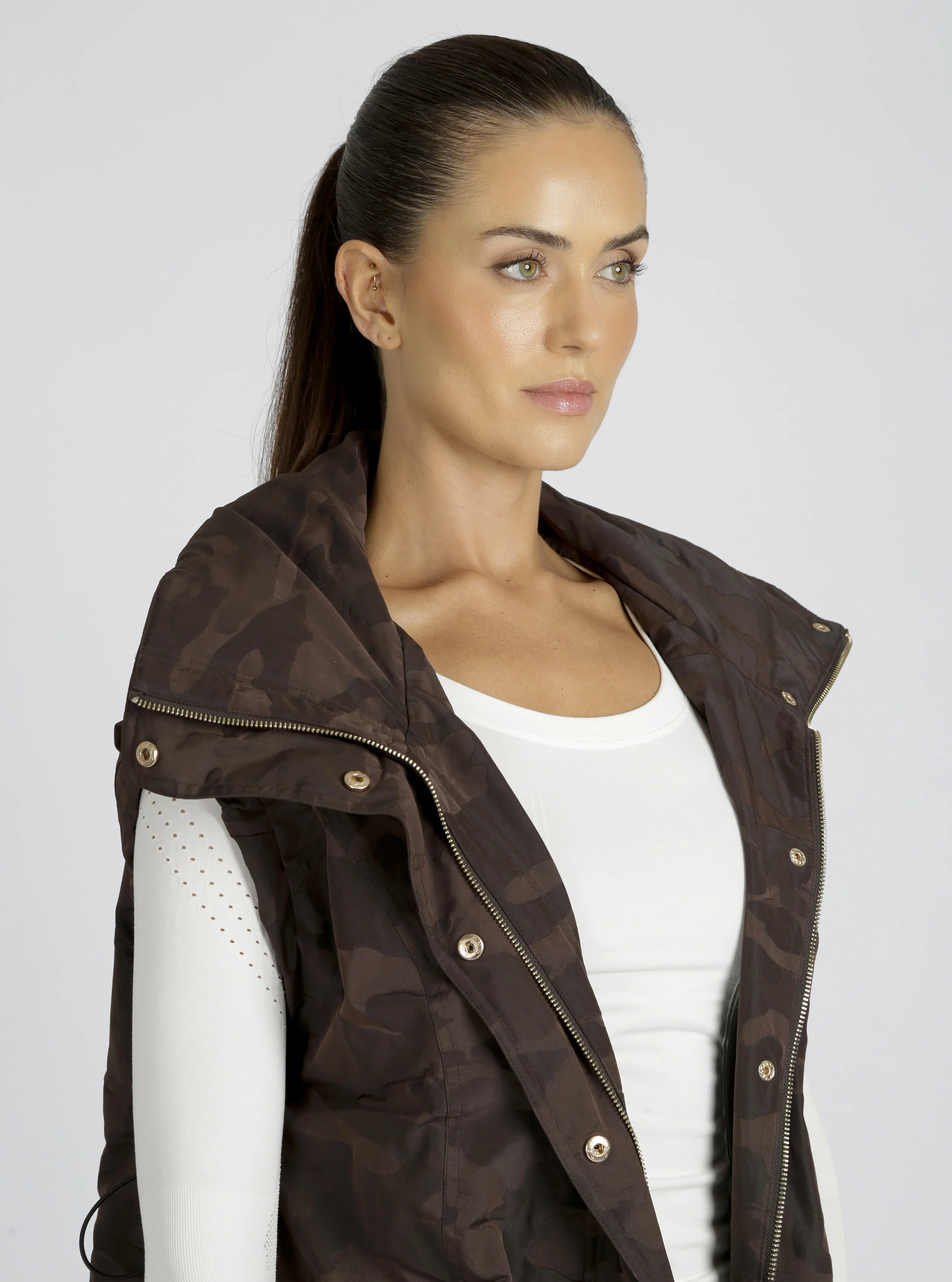 $49 Camo Oversized Svetlana Vest Gold Trims Black or Chocolate - FINAL SALE - Image 5