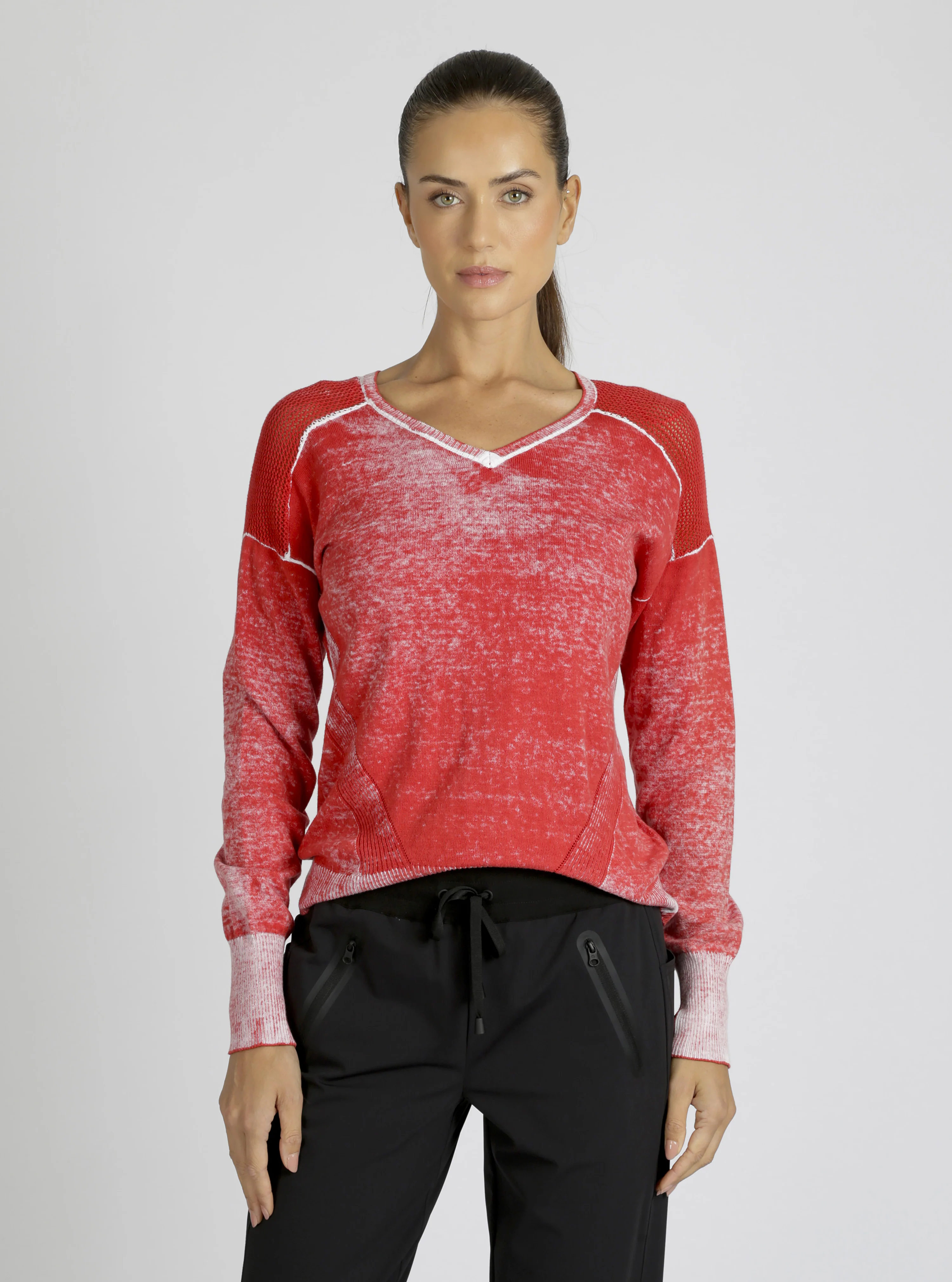 $49 V-Neck Cotton Huntress Sweater - Cranberry, Navy or Black - FINAL SALE - Image 4