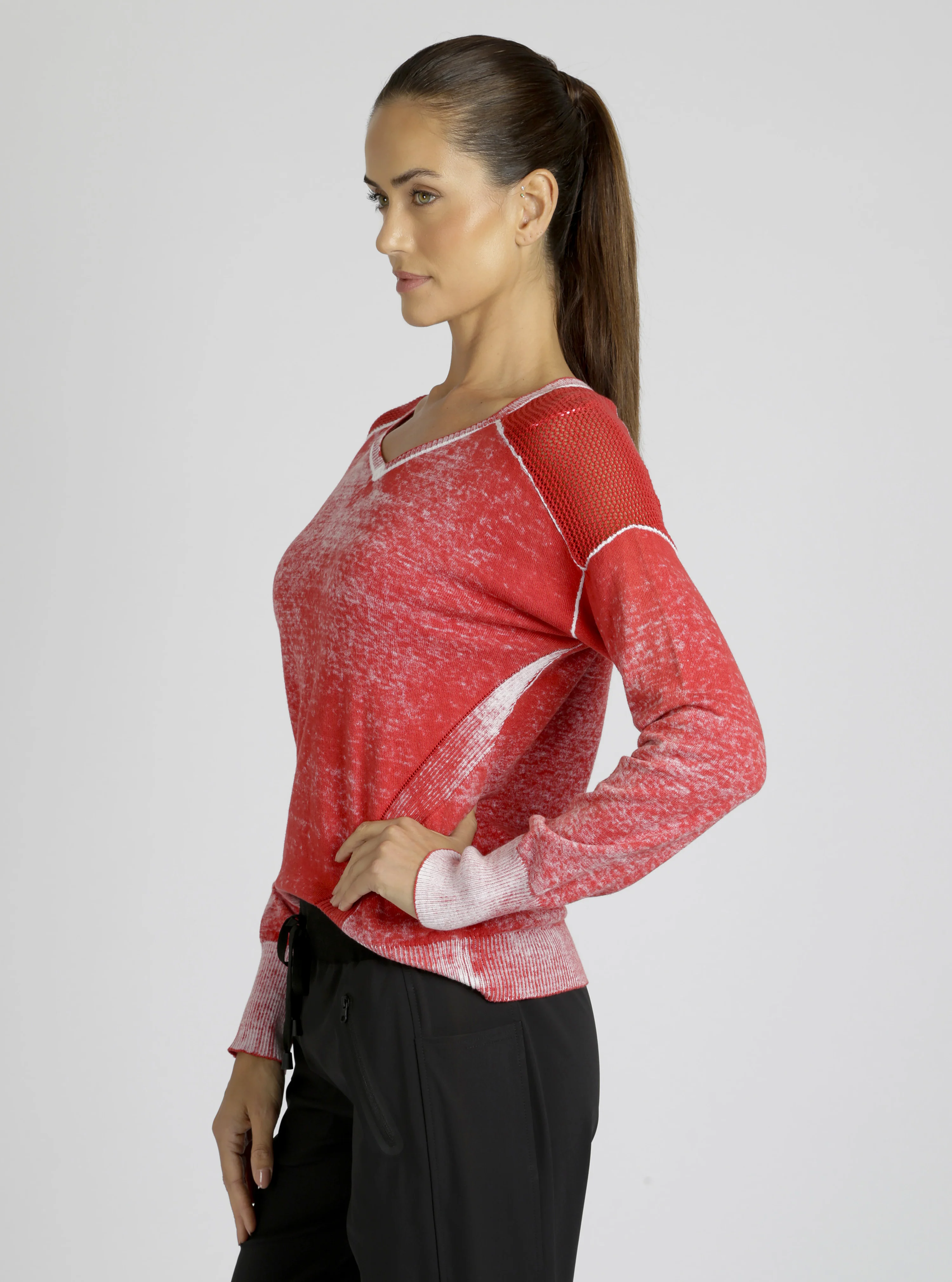 $49 V-Neck Cotton Huntress Sweater - Cranberry, Navy or Black - FINAL SALE - Image 5