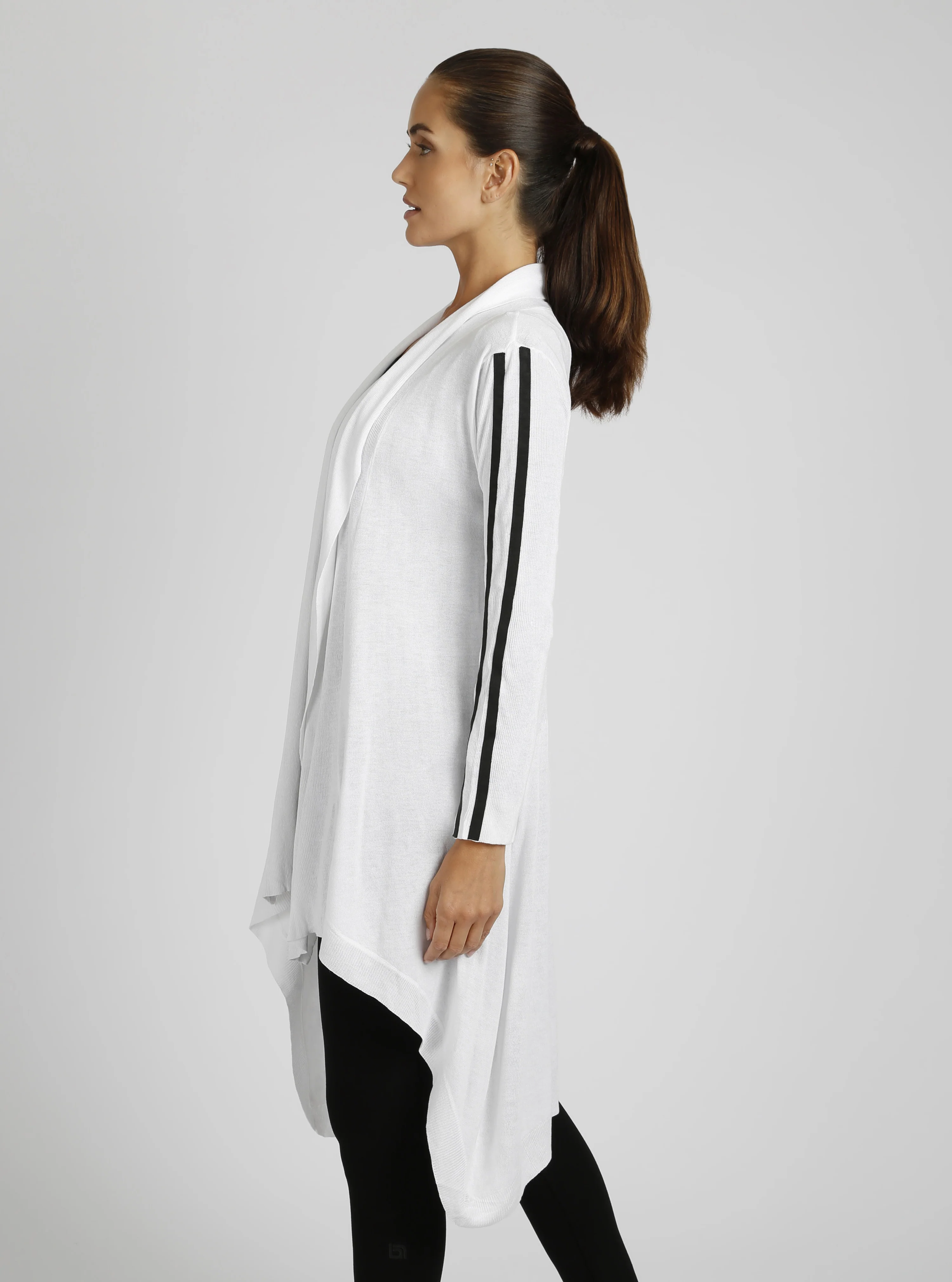 $99 Sporty Drape Front Black/White Wrap Cardigan FINAL SALE - Image 6
