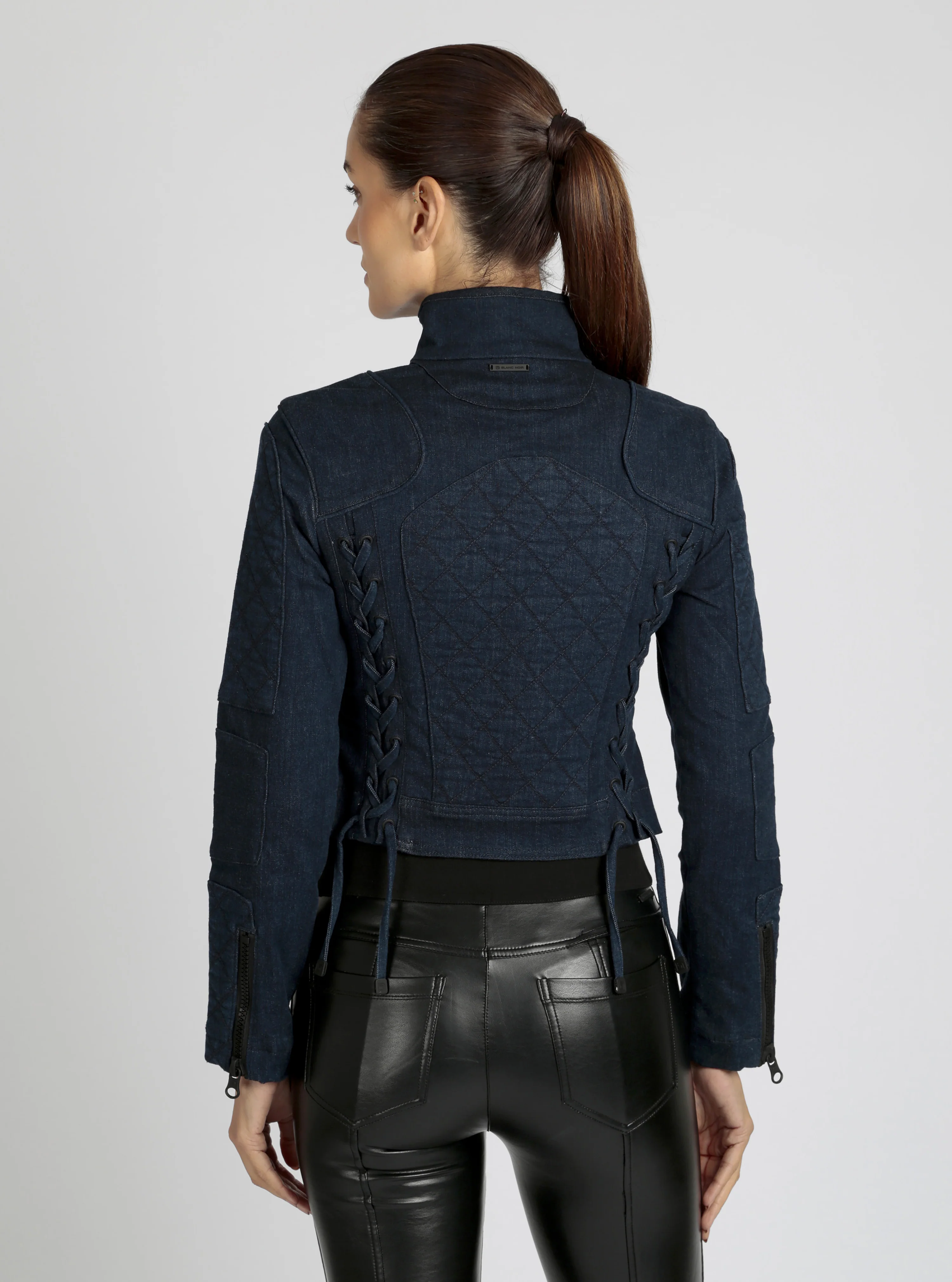 Dark Denim Rinse Seville Moto Jacket - Image 3