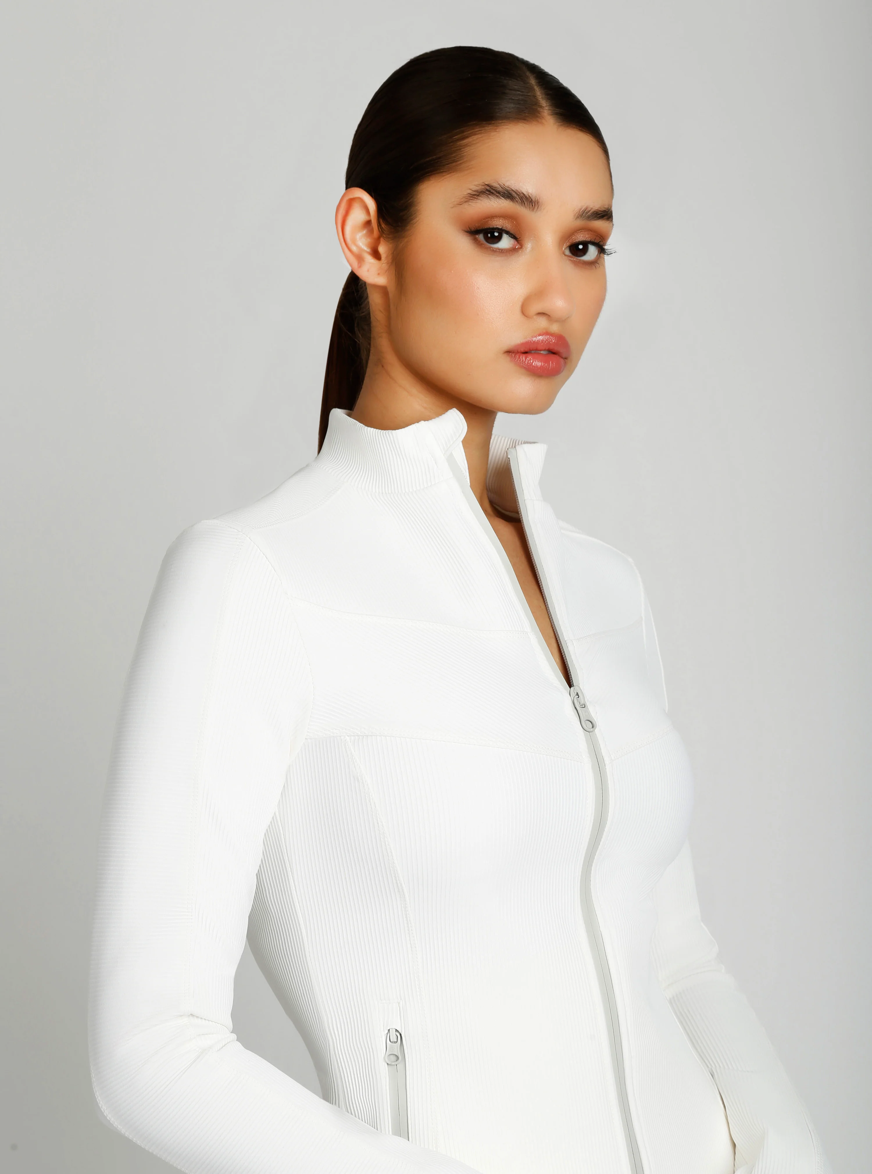Directional Rib Activewear Fitted Jacket - Citron, Bright White, Chalk - FINAL SALE - Image 12