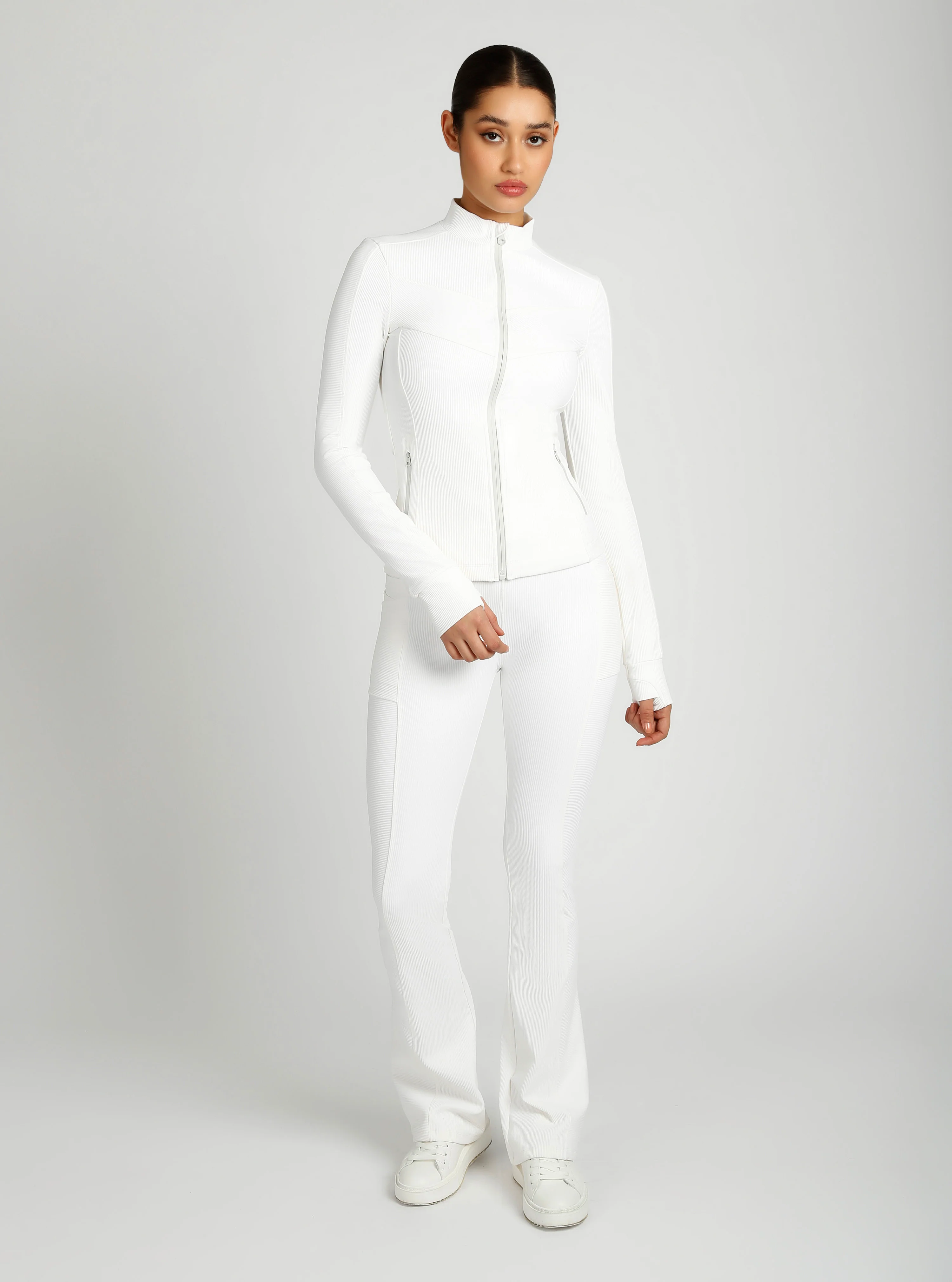 Directional Rib Activewear Fitted Jacket - Citron, Bright White, Chalk - FINAL SALE - Image 13