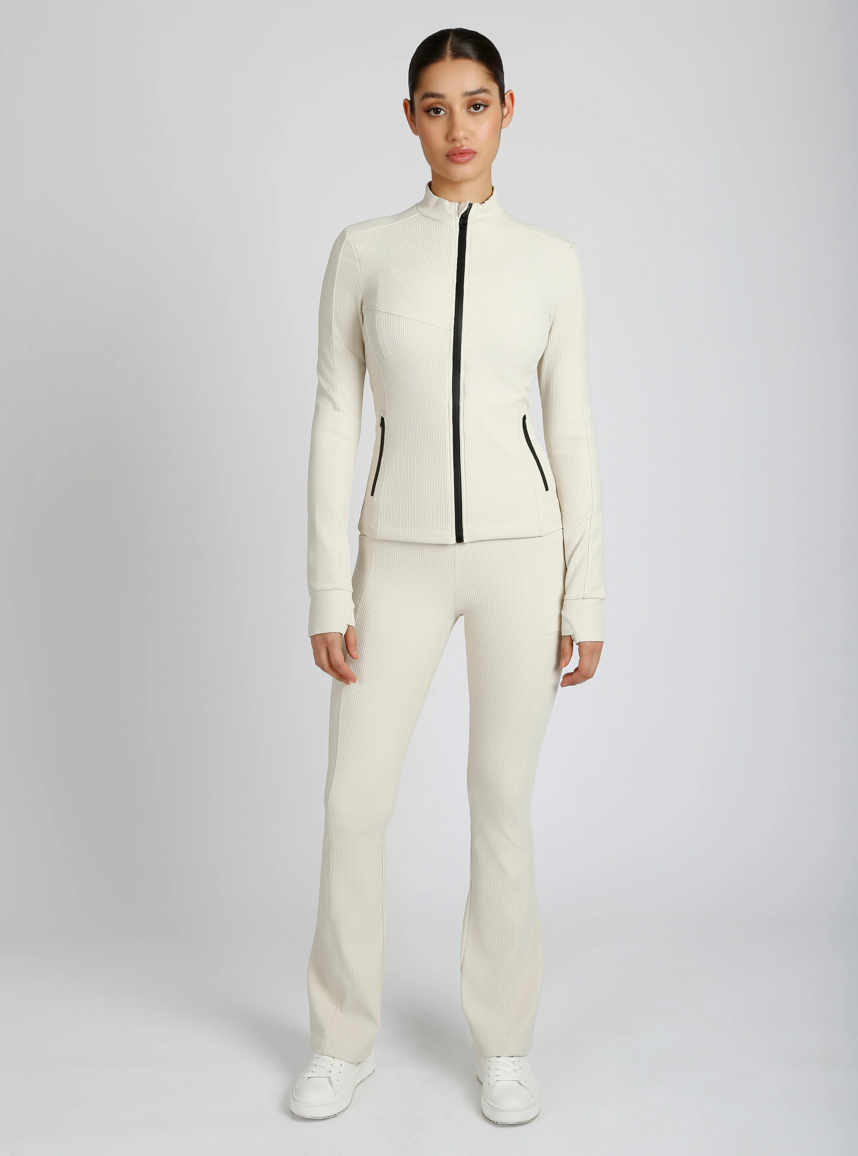 Directional Rib Activewear Fitted Jacket - Citron, Bright White, Chalk - FINAL SALE - Image 22