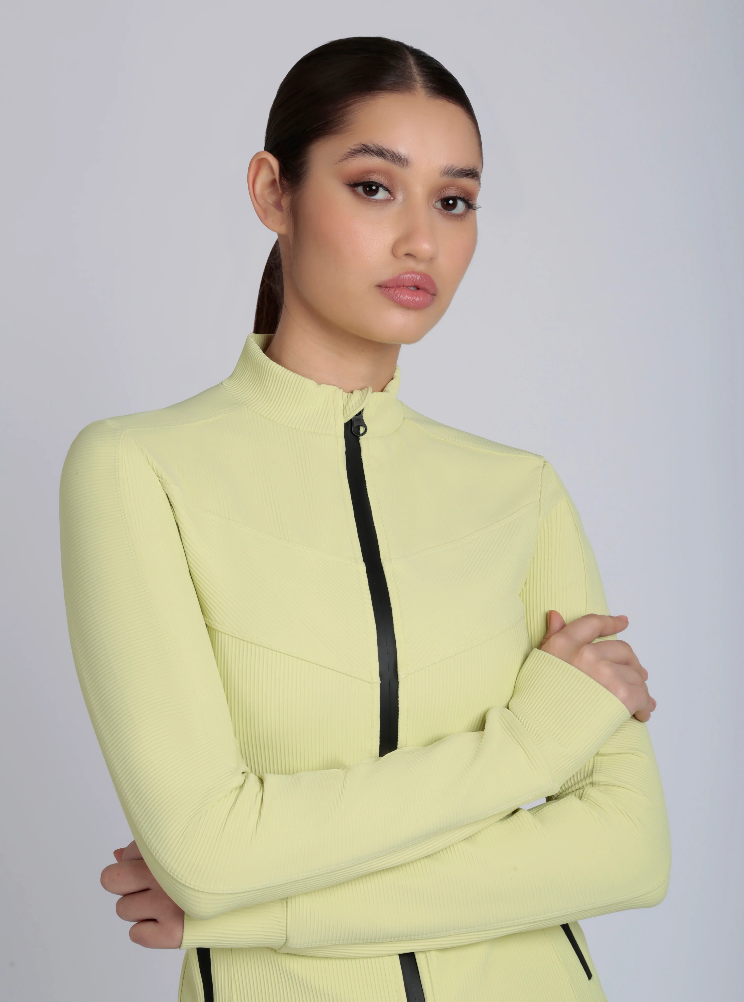 Directional Rib Activewear Fitted Jacket - Citron, Bright White, Chalk - FINAL SALE - Image 7