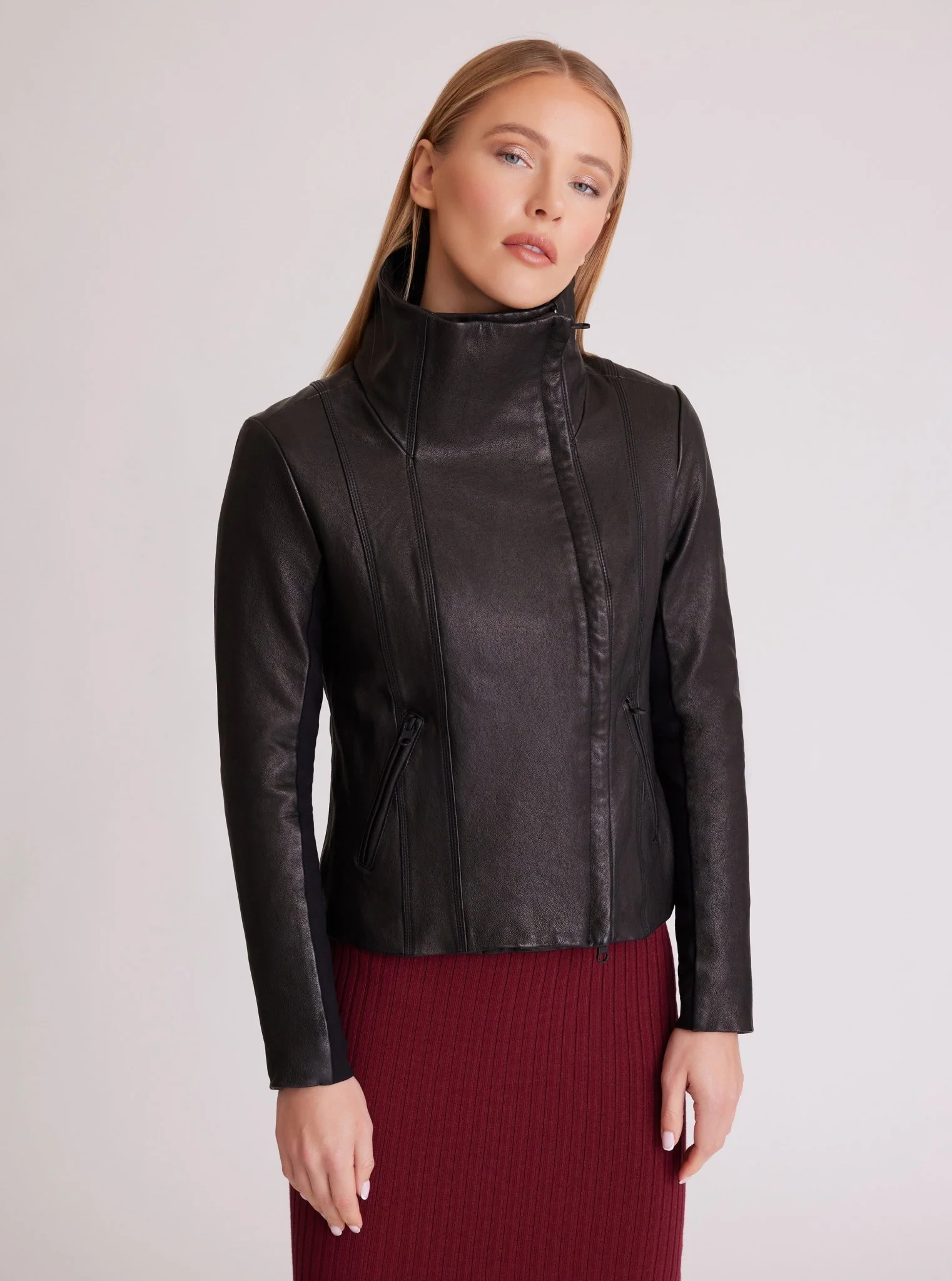 Funnel Neck Moto Jacket - FINAL SALE - Image 2