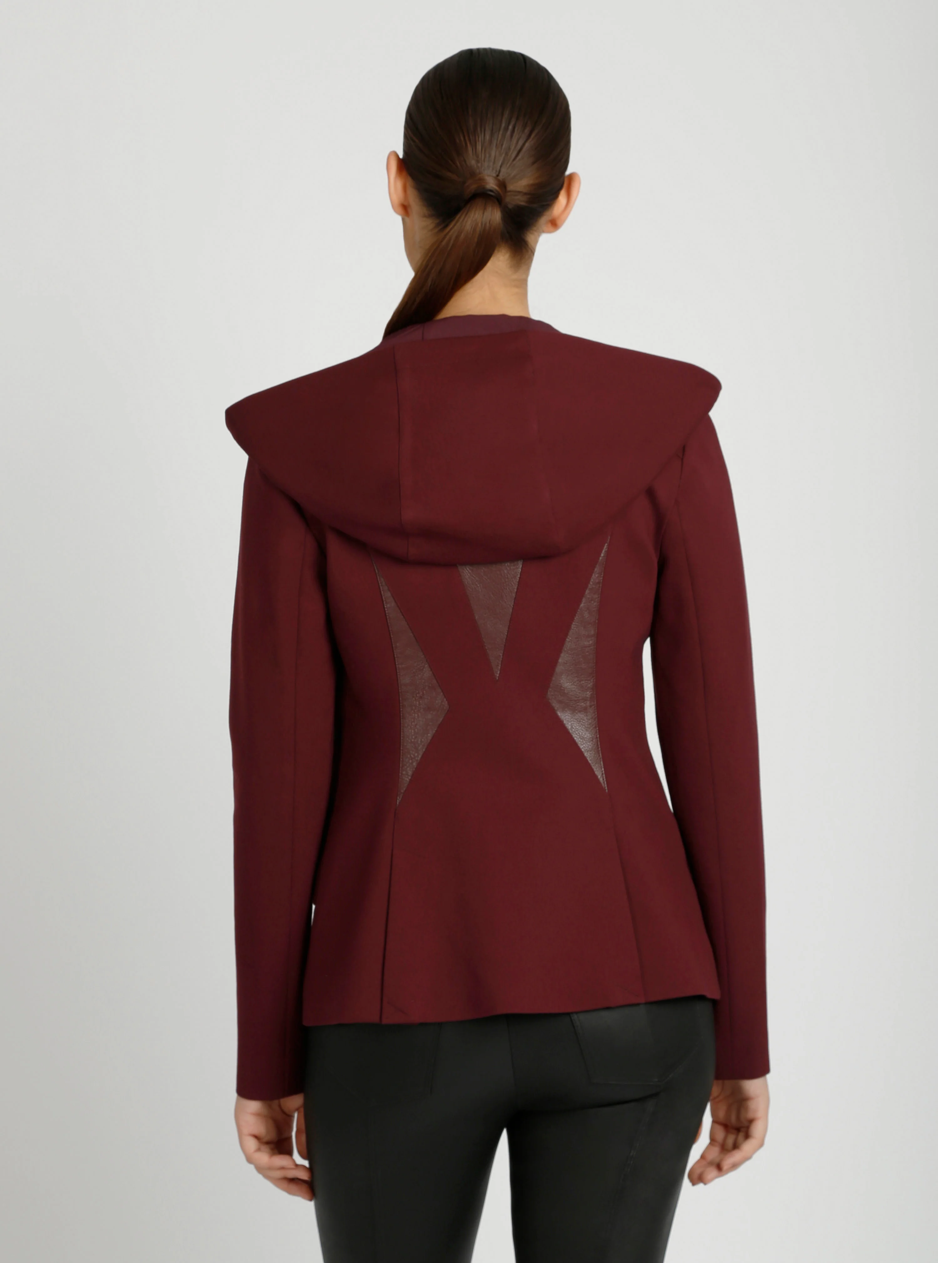 $25 Gayatri Hooded Blazer Dk Heather Gray and MIdnight Plum - Image 4